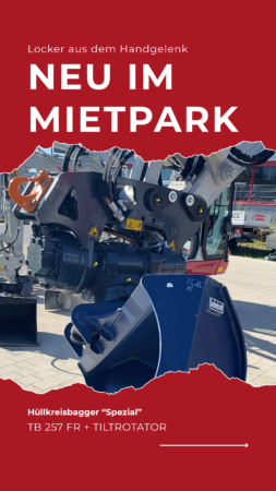 Baumaschinen mieten Bagger mieten Hüllkreisbagger Mobilbagger Minibagger Bibergau Bamberg Würzburg Umgebung Bio-Öl Wasserschutzgebiet